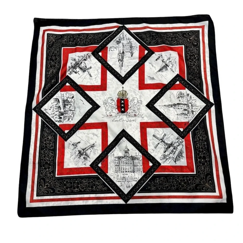 Vintage Roberta di Camerino Silk Scarf Amsterdam‎ Architectural Print